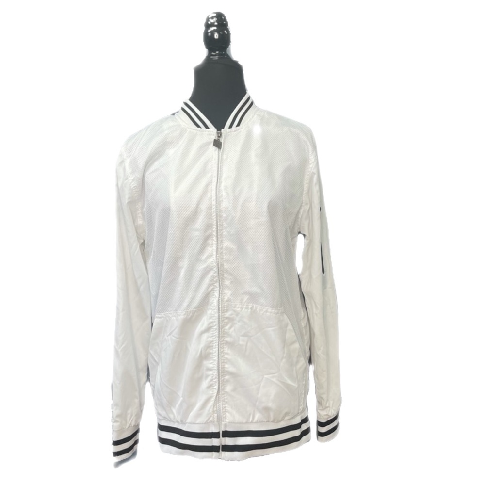 White netted bomber jacket